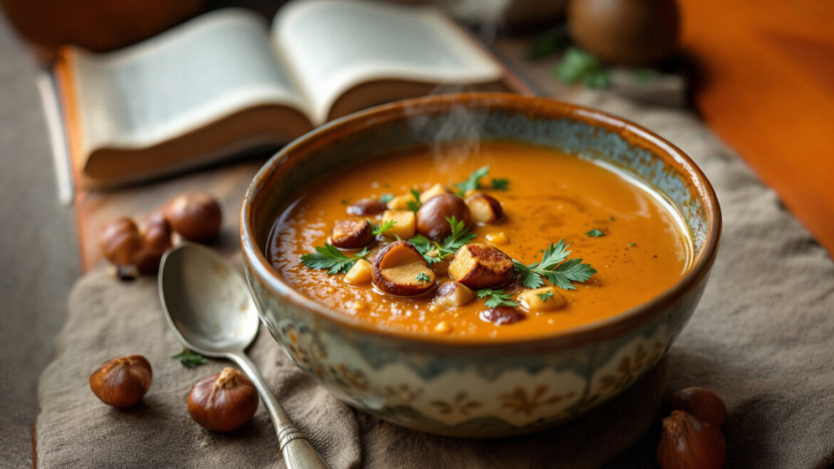 Soupe de châtaignes aux éclats de forêt